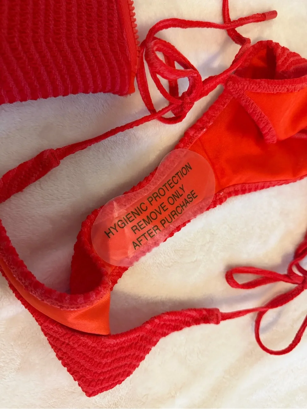 triangl swimwear Red Ribbed Triangle Bikini Set with Zip Pouch. NEW with tags!